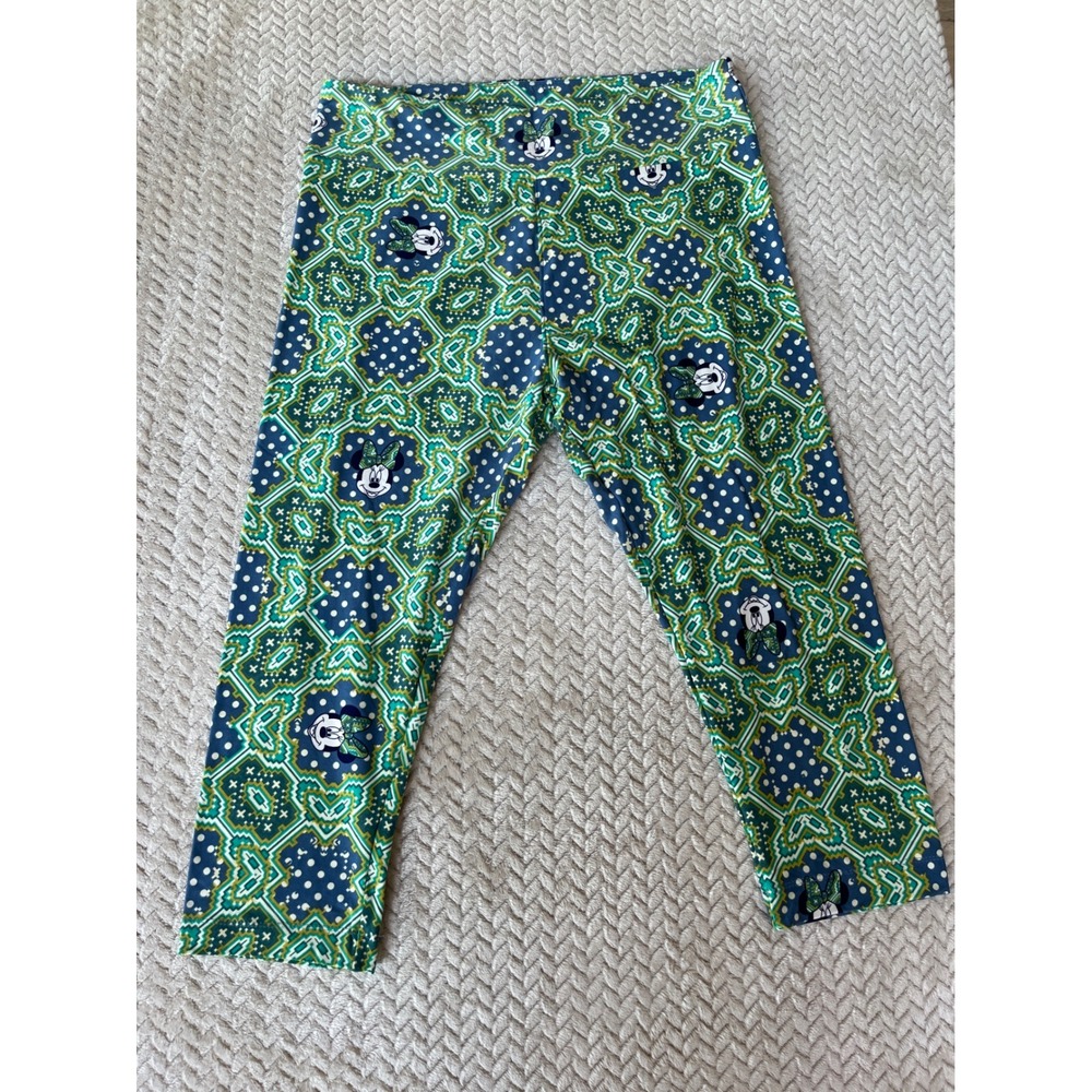 LuLaRoe Disney Minnie Mouse Leggings Tall & Curvy Green Blue Geometric Mandala